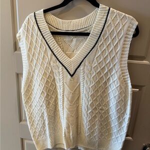 Elegant Cream Cable Knit Sweater Vest